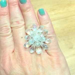 Crystal cut glam bead ring